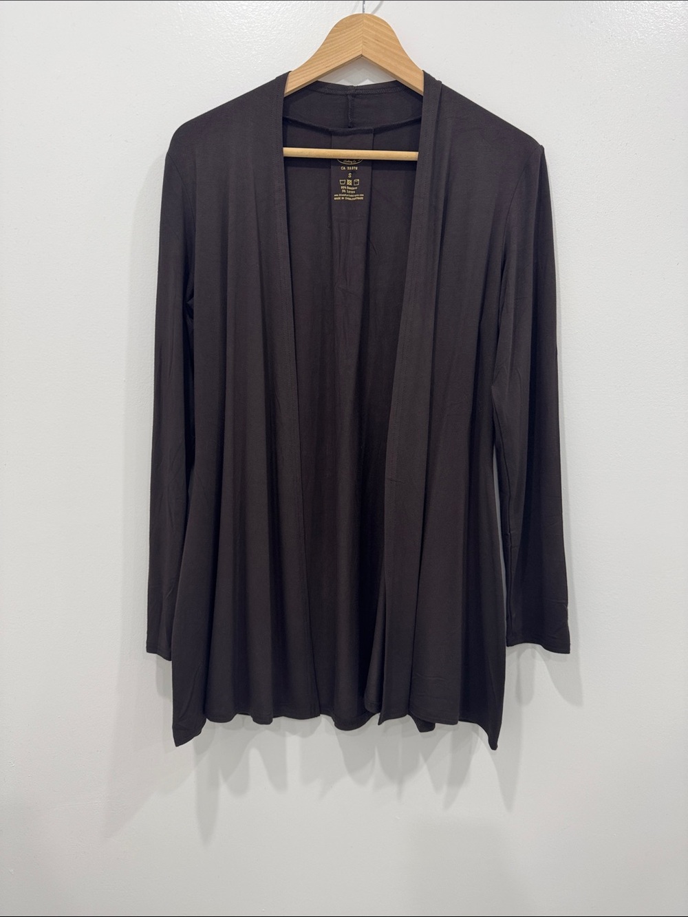 Blue Sky 95% Bamboo Longline Open Front Cardigan Size S